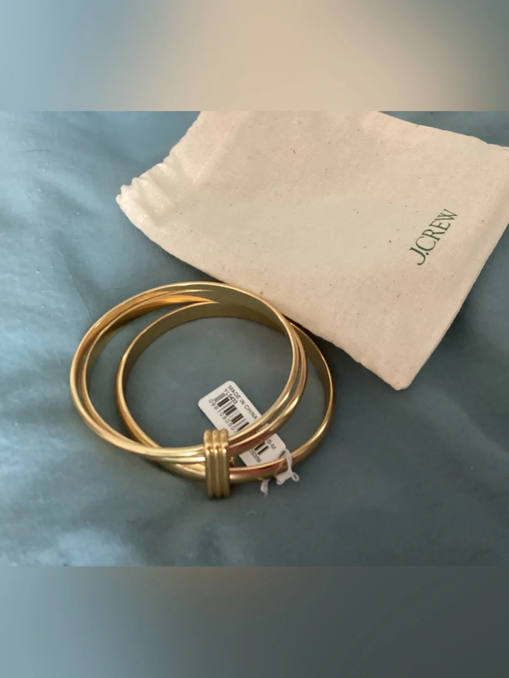 J. CREW LAYERED METALLIC BRACELET SET GOLD TONE NWT